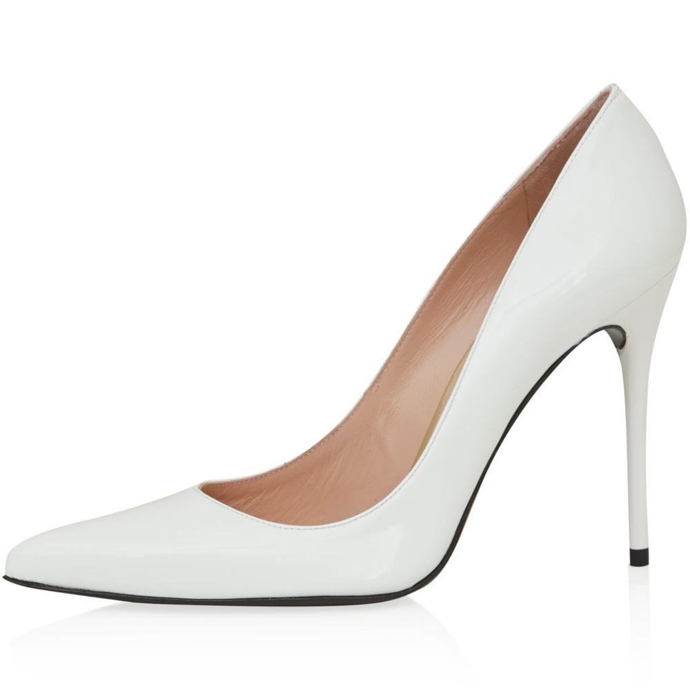 Stuart Weitzman Leather Pointed-Toe Pump, White